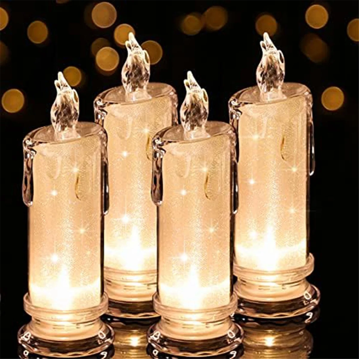 4PCS LED Flameless Candles ,LED Clearance Pillar Candles, Battery Included,Decoracion for Halloween Christmas