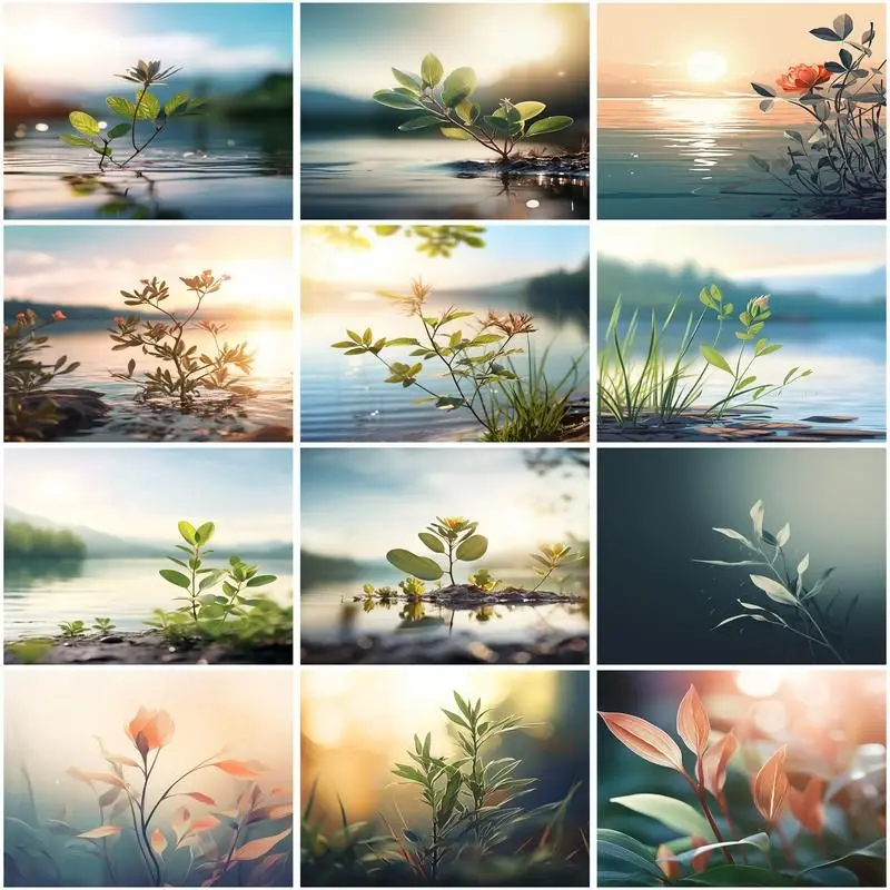 

CHENISTORY Pictures By Number Green Leaf Lake Scenery Kits Home Decor Painting By Numbers Drawing On Canvas HandPainted Art Gift