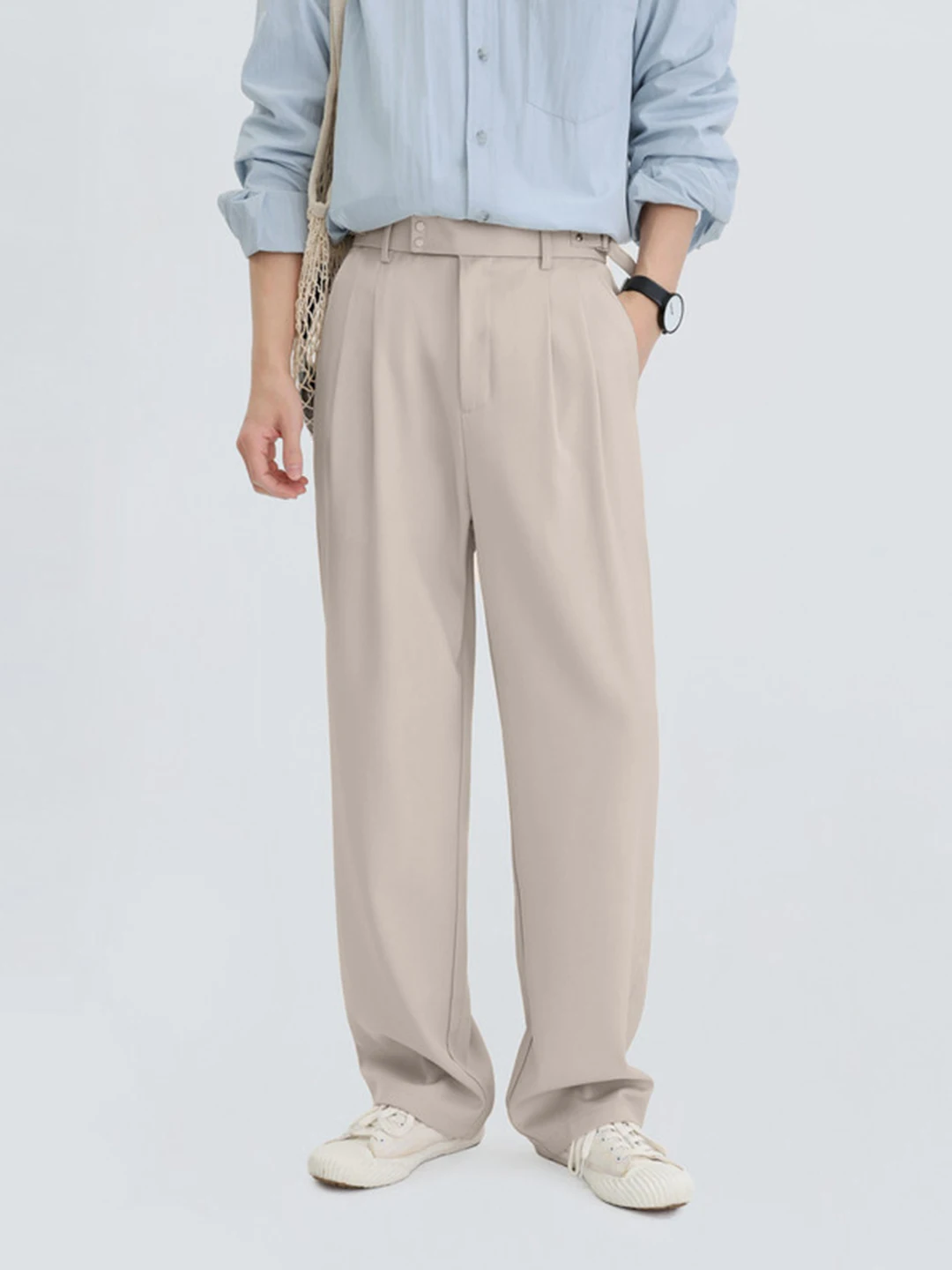 

Мужские брюки свободного кроя с широкими штанинами, эластичным поясом, слегка эластичные, повседневные, длинные, весна-осень, новинка