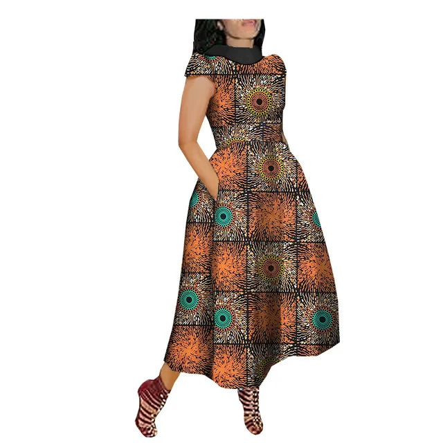 Maxi vestido africano para mujer, traje de manga corta con espalda en V, cuello vuelto, talla grande, informal, atuendo Ankara, fiesta de graduación