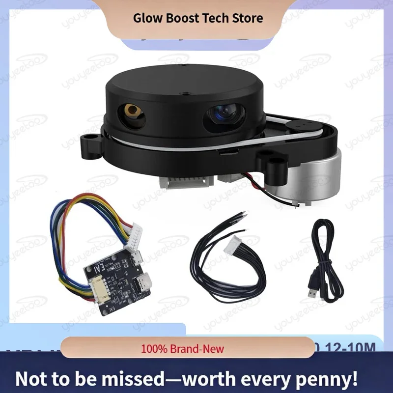 Glow YDLIDAR X4 Pro 360-Grad-2D-Laser-Range-Lidar-Scanner, dreieckig, 10 Meter Scanradius, Raspb