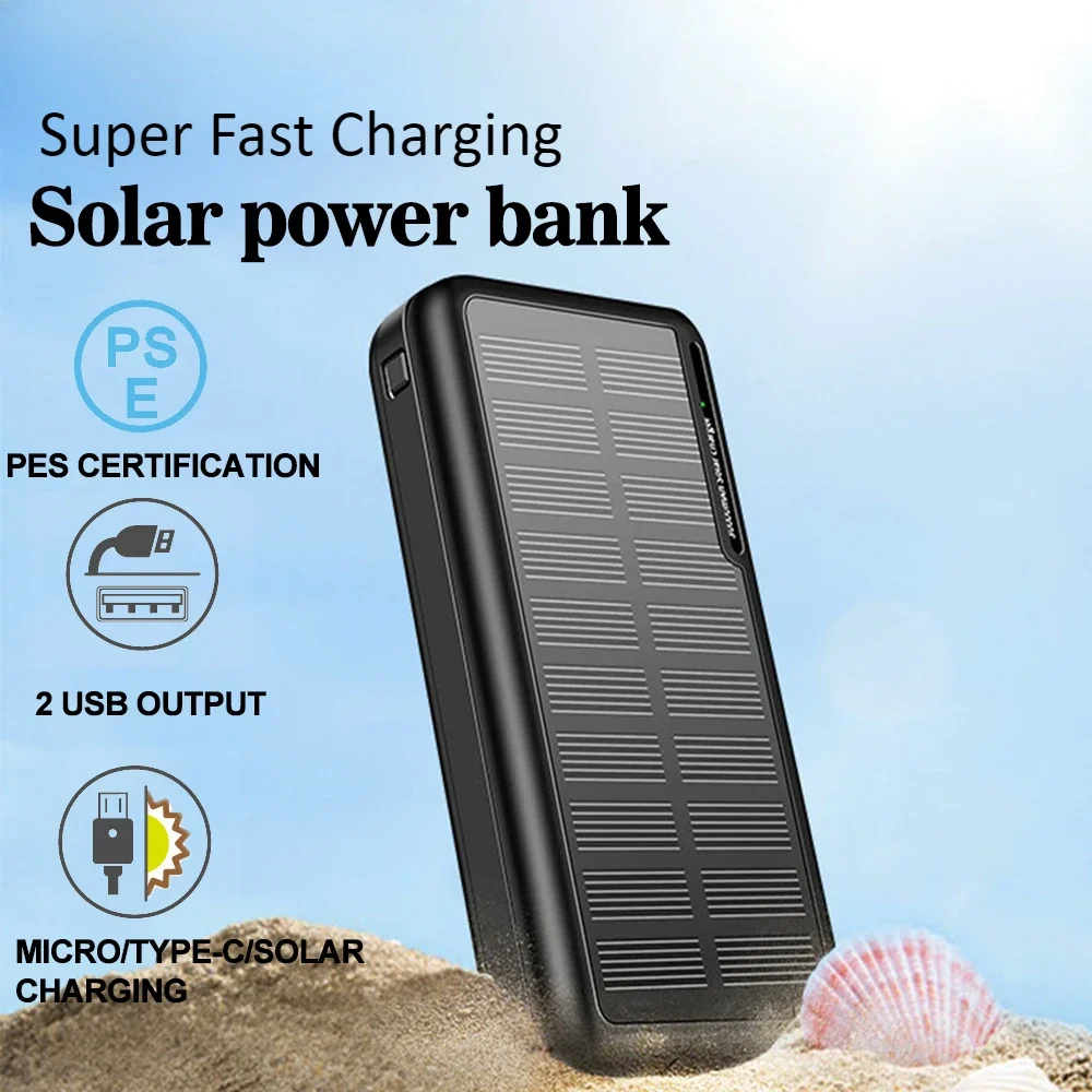 10000 MAh Solar Power Bank Outdoor Portable External Battery Supports Super Fast Charging for A Variety of Mobile Devices