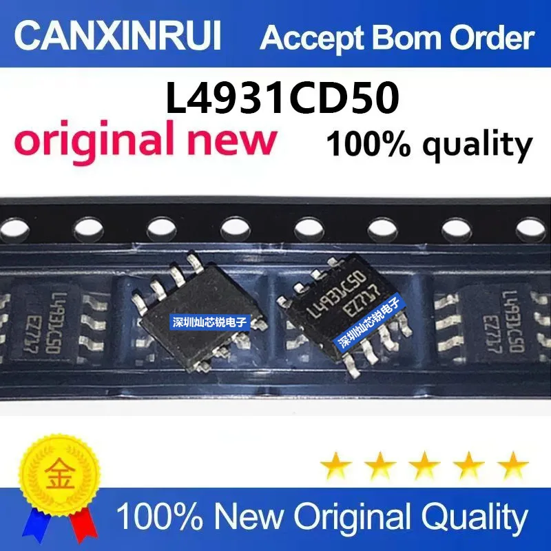 (5-100pieces)Brand New Original L4931CD50-TR L4931CD50 SMD SOP8 Low Dropout Voltage Regulator Chip