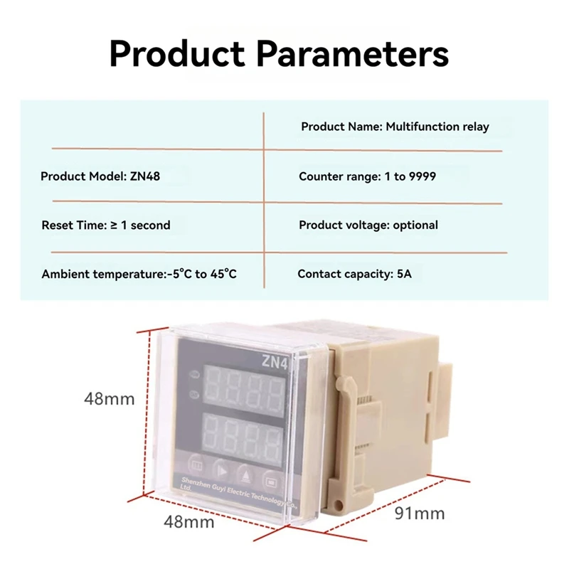 Zn48dual Digital Display Time Relay  Counter 220VAC 380VAC 24VDC  Cycle Chronograph, And Frequency Meter A