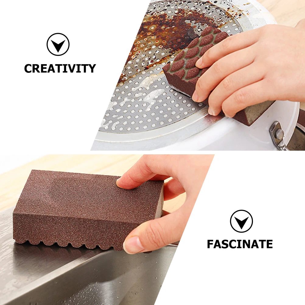 

2Pcs Corundum Sponge Kitchen Cleaning Multi function Wok Scrubber Reusable Daily Supplies Grease Remover Compact Design