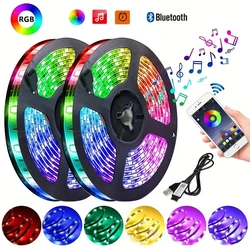 Светодиодные ленты для спальни 5 В 5050 Usb Rgb Лента 10-метровая ледяная гирлянда Праздничное освещение Настенная светодиодная лампа для декора комнаты Wifi Band Ribbon