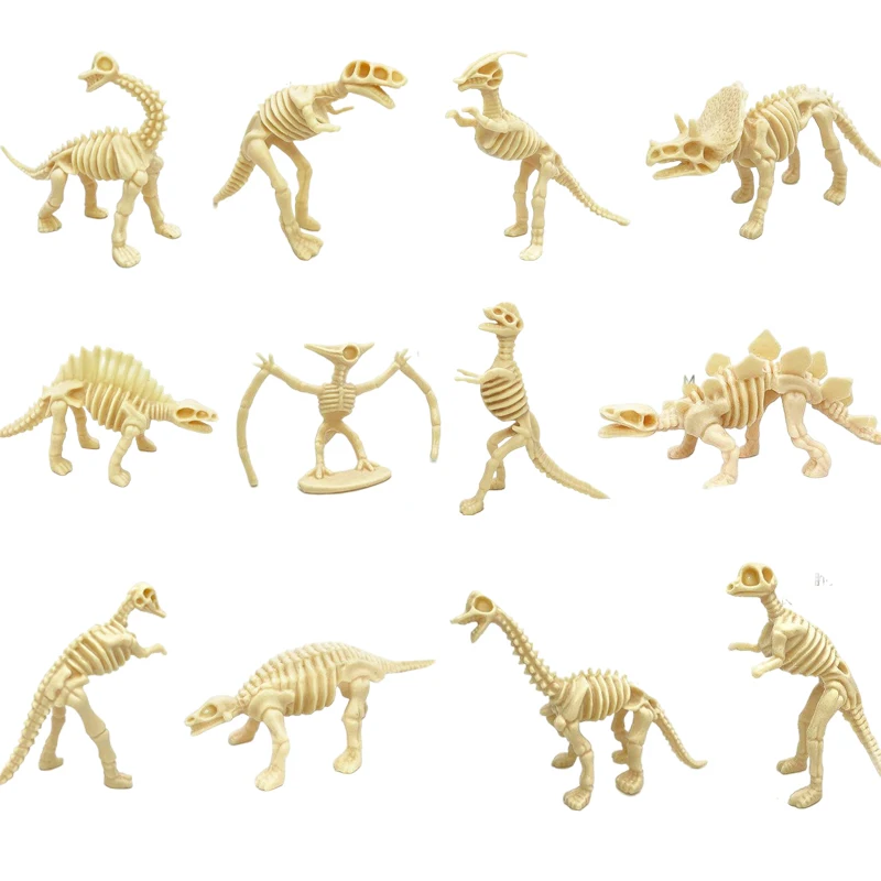 

12Pcs/Set Dinosaurs Skeleton Model Archaeology toys Tyrannosaurus rex Desktop Ornament Home Decor for Kids Gift
