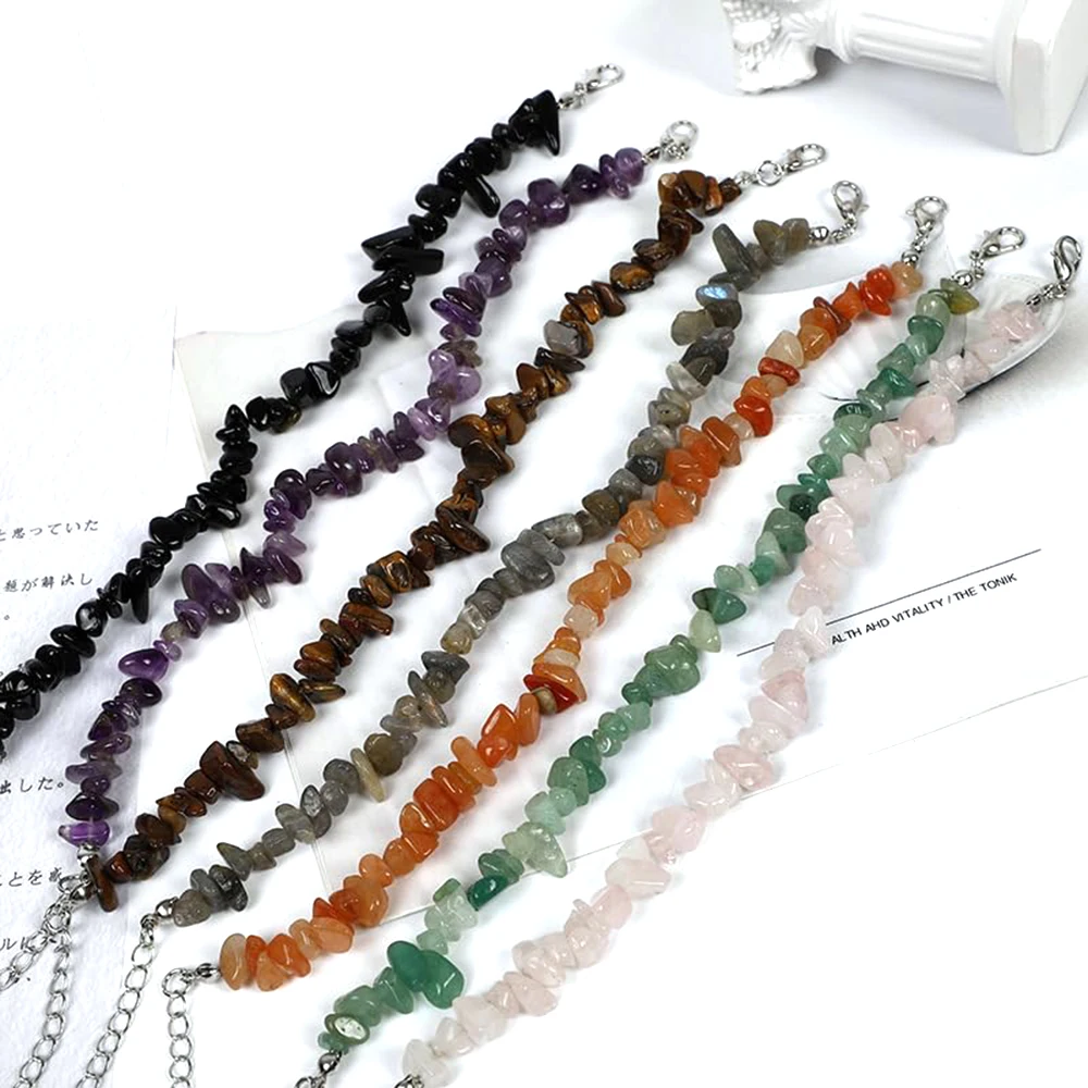 

Natural Crystal Gemstone Irregular Energy Stone Beads Jewelry Lobster Clasps Bracelet Amethyst Aquamarine Bracelets Wholesale