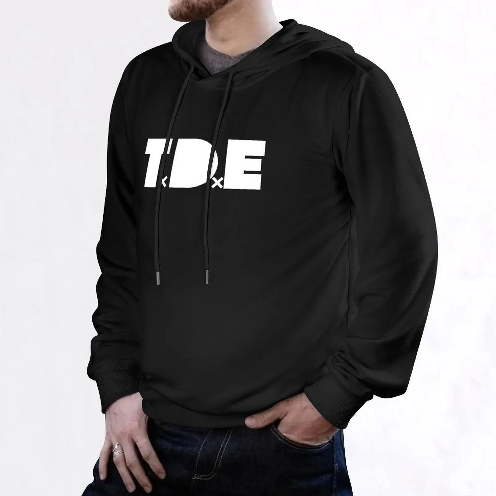 TDE - سترة بيضاء بغطاء للرأس ملابس أنيمي للرجال سترة شتوية على الطراز الياباني سترة بقلنسوة للرجال