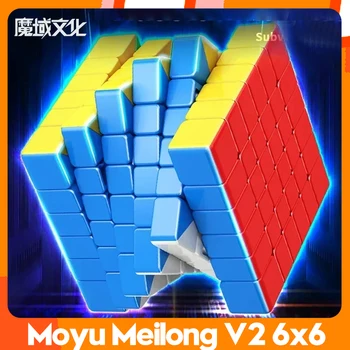 MOYU MeiLong 6 V2 6X6 Cubo de velocidad mágico magnético, juguetes Fidget profesionales sin pegatinas, MoYu MeiLong 6