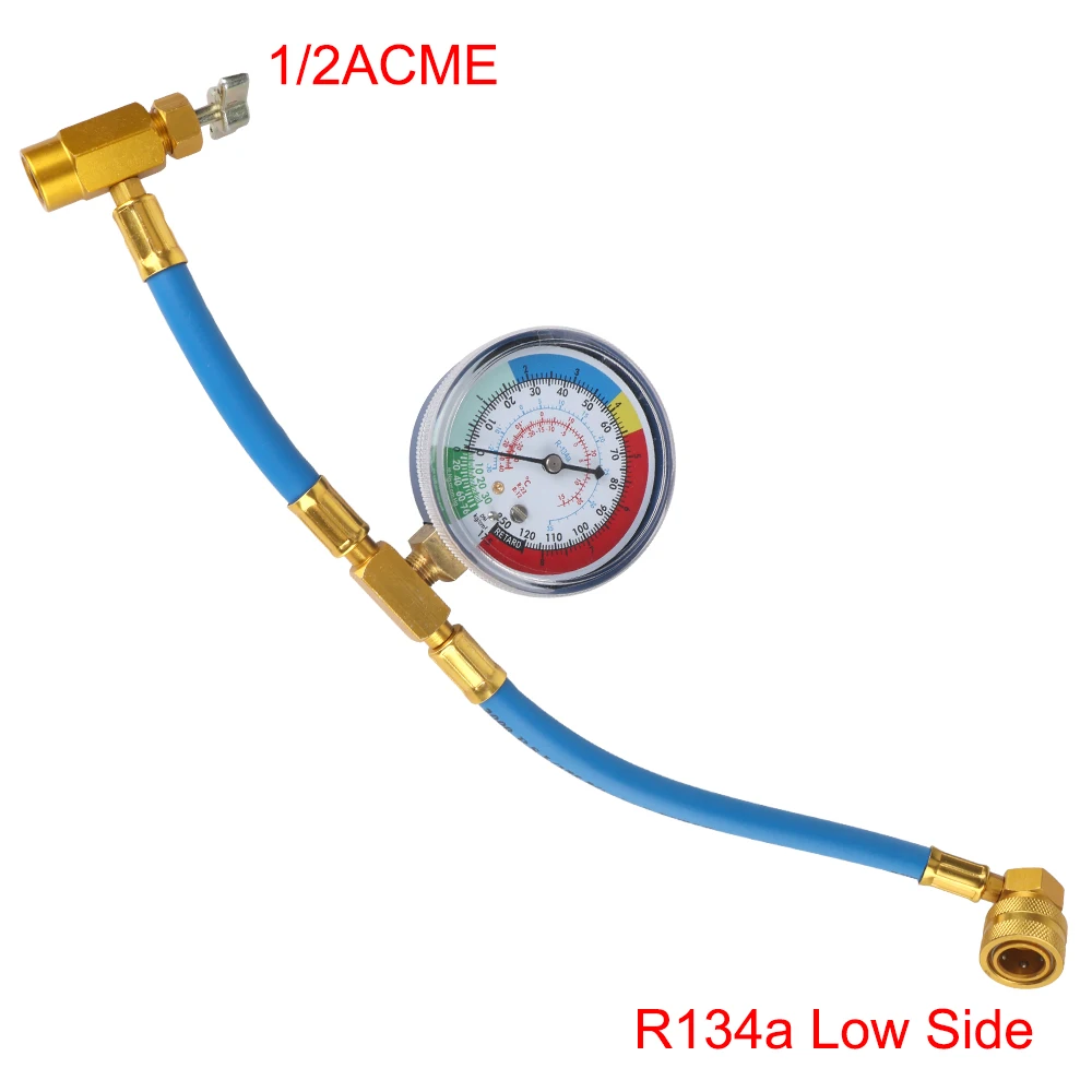 

With 1/2ACME R134a 13mm Adapter Car Refrigerant Charger Hose Pipe AC Pressure Gauge Tester Air Conditioner Freon Refuel Valve
