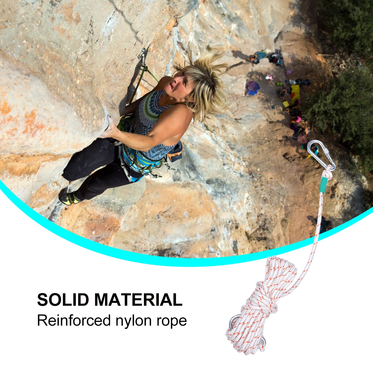 

1pc Thickened Nylon Heavy Duty Climbing Rope Rappelling Sling Durable Lightweight Reinforced Structure Abrasion Resistant For