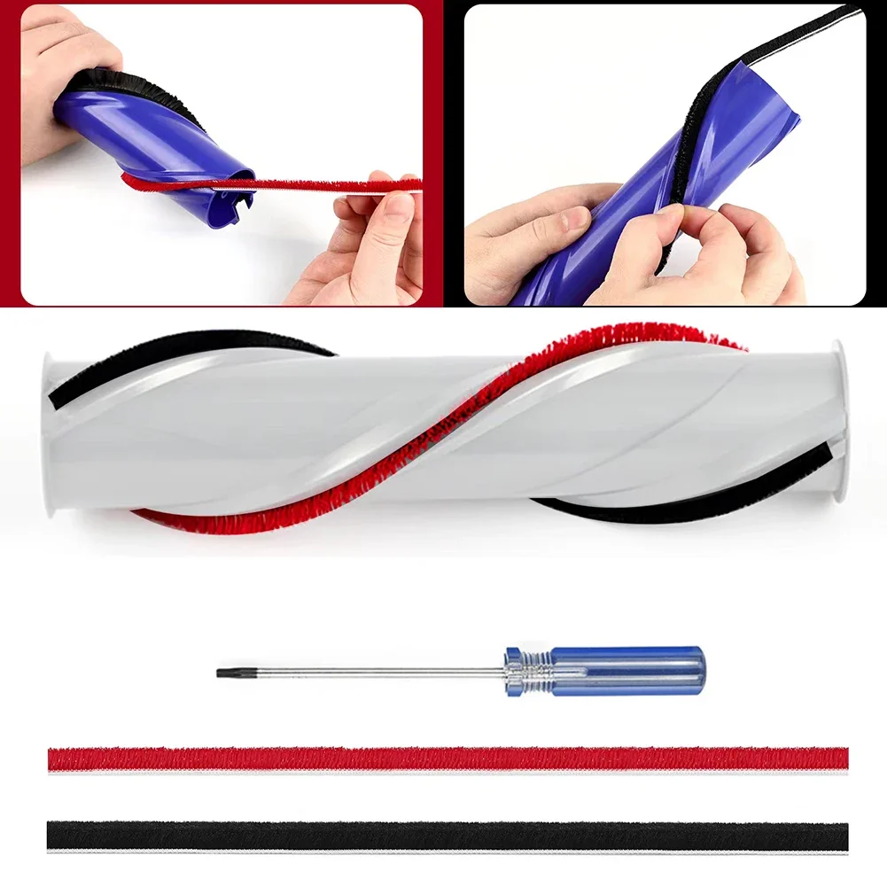 2Pcs Vacuum Cleaner Brush Head Soft Plush Strips For Dyson  V11 - V15 Vacuum Cleaner Rolling Brush Strips With 1 Screwdriver