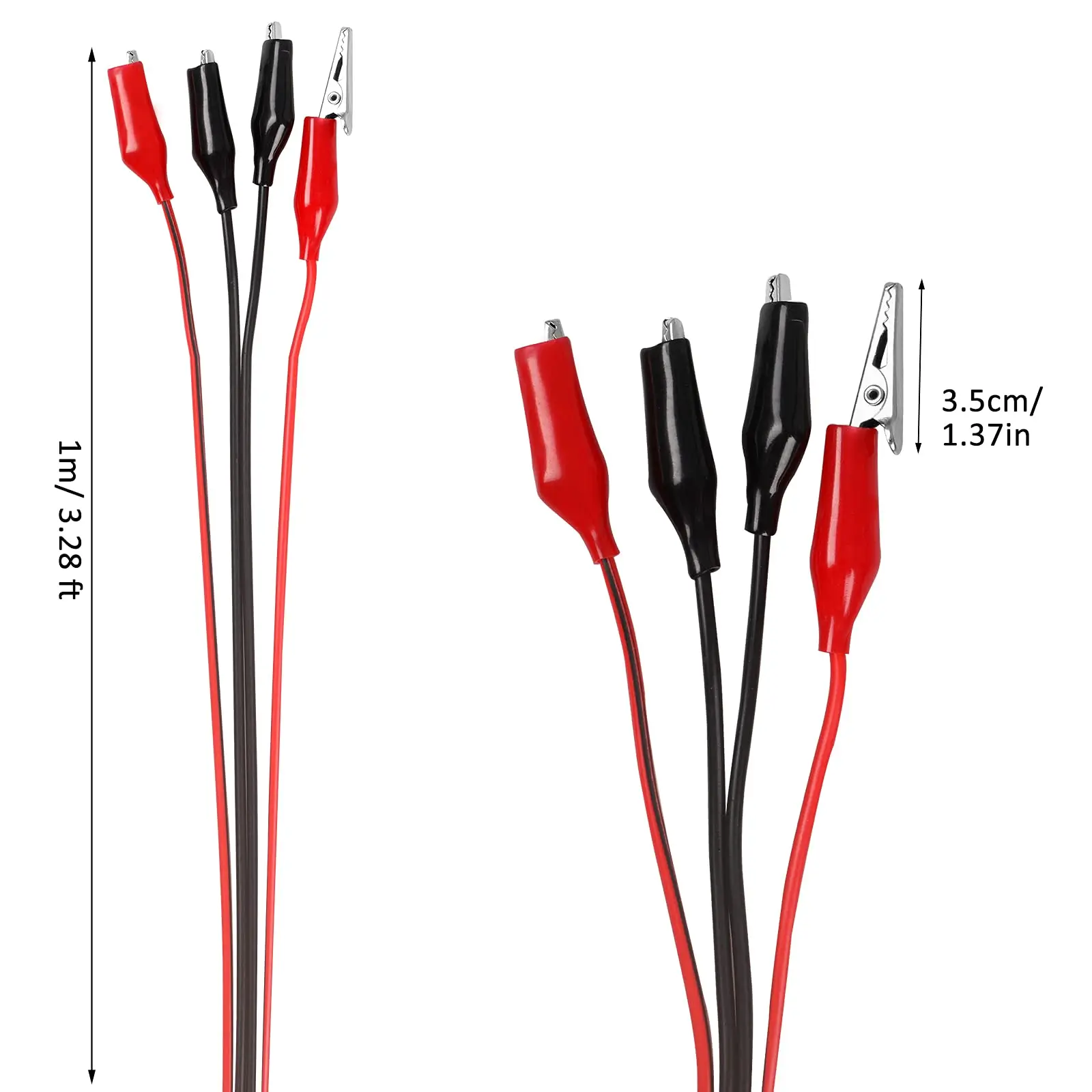 4Groups 1M Alligator Clips Electrical,Insulated Test Leads with Alligator Clips,Double-ended Jumper Wires for Electrical Testing