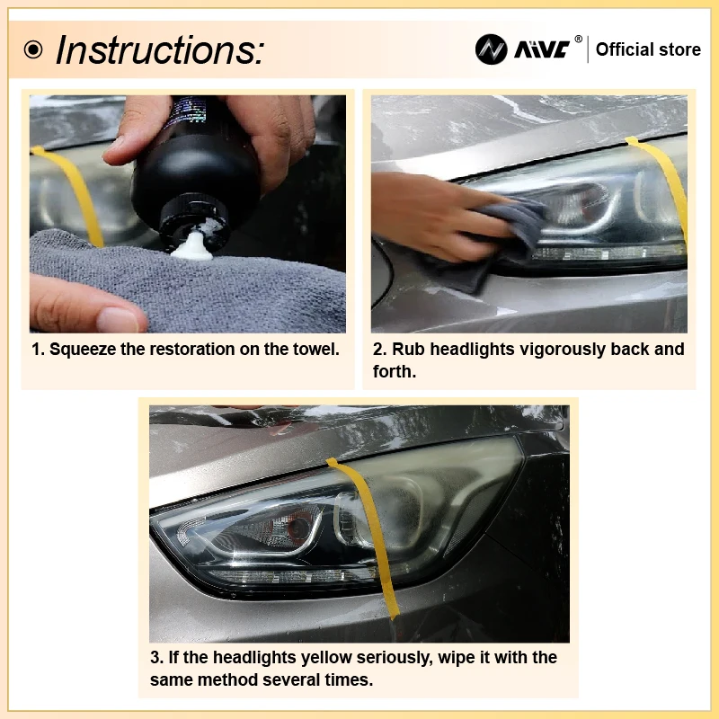 Car Headlight Restoration Polishing Kits AIVC-M Headlamp Repair Cleaning Remove Oxidation Auto Anti-Scratch Detailing Cleaning