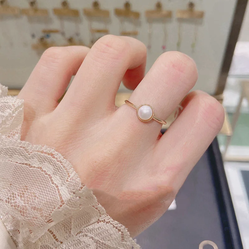 LAMOON Natural Freshwater Pearl 925 Silver Ring For Women Retro Wedding Engagement Ring 14K Light Gold Plated Fine Jewelry RI164