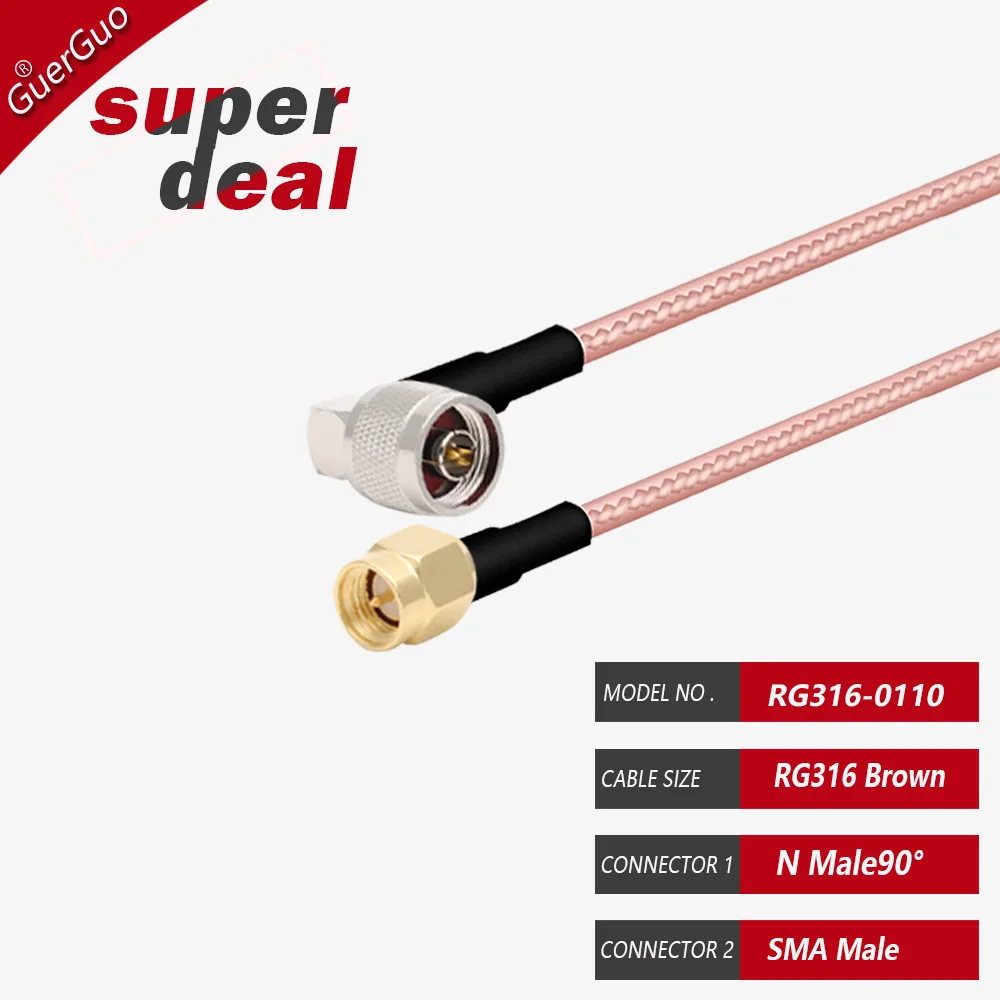RF Coaxial RG316 Cable N Male Right Angle to SMA Female Conncetor Low Loss 50 Ohm for 3G 4G Modem Antenna Extension Cord  Jumper