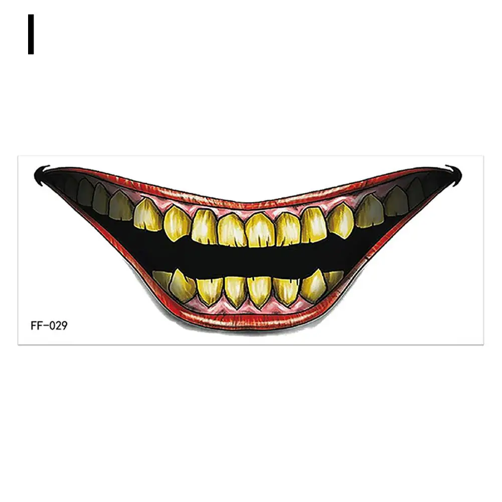 Halloween Horror Big Mouth Face Sticker Funny Makeup Cosplay Waterproof Stickers Tattoo Costume Accessories Devil Party R2H5