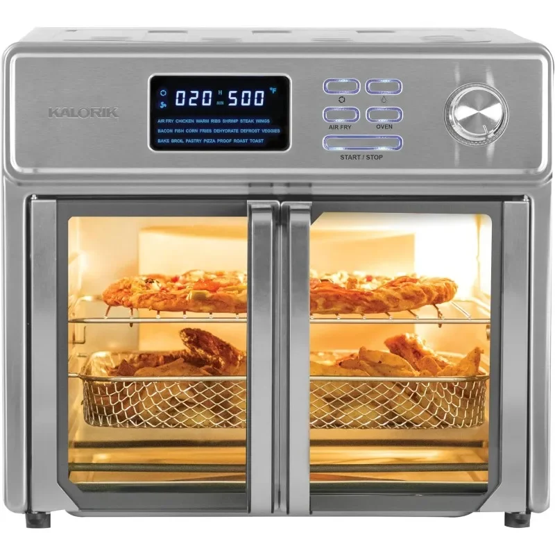 Kalorik MAXX ®   Horno freidora de aire digital, 26 cuartos, horno tostador de encimera 10 en 1 y freidora de aire Combo-21 preestablecimiento hasta 500 grados