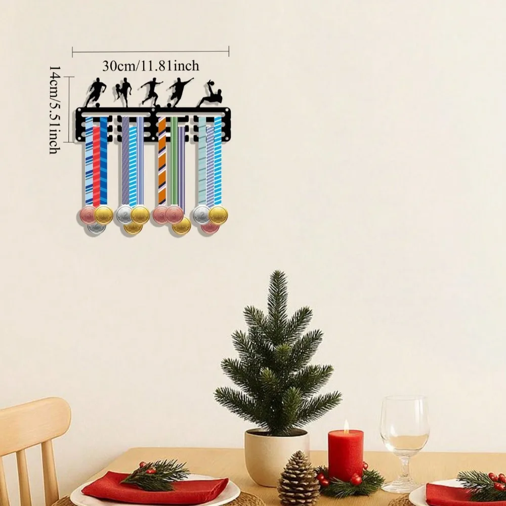 ตะขอแขวนกีฬาโลหะสีดำ 1 ชิ้น - จอแสดงผลเหรียญและที่แขวนถ้วยรางวัลสำหรับนักกีฬา, ตกแต่งยิม - ของขวัญผู้ชื่นชอบกีฬา, เหมาะสำหรับห้องนอน,