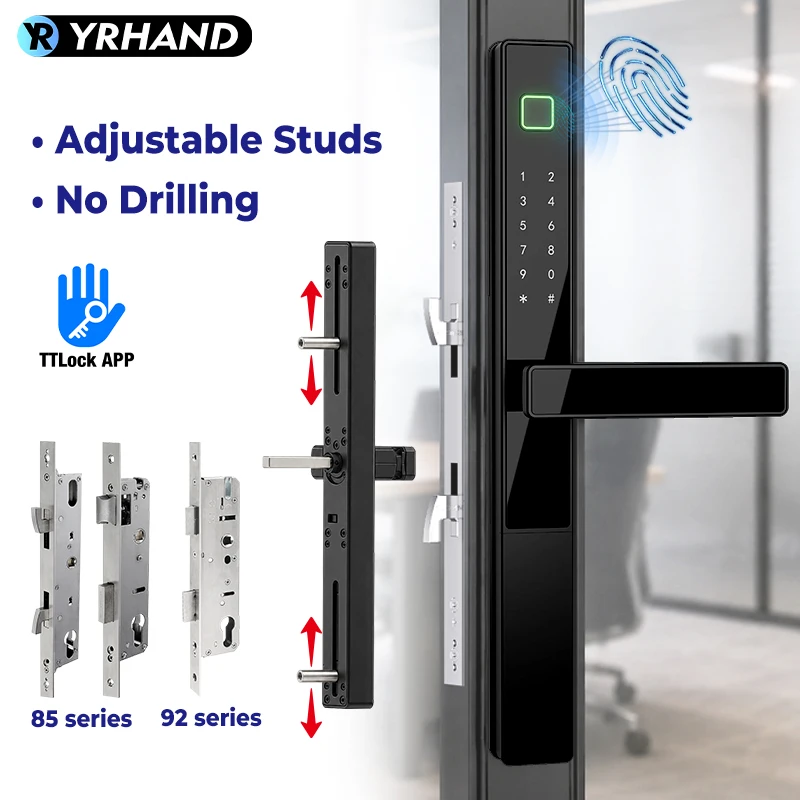 Smart Fingerprint Door Lock 34mm Ultra Narrow No Drilling Replacement TTLock App Anti Peep Password IC Key For Sliding Doors