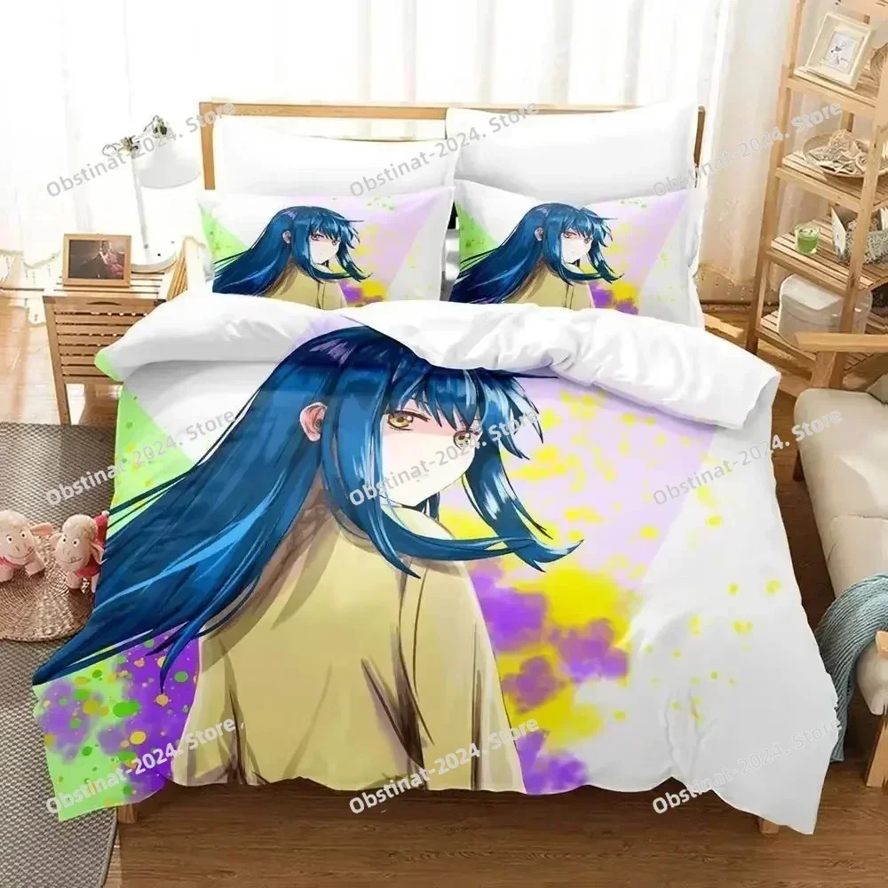 Anime Mieruko-chan The Girl Who Can See Them Bedding Set Printed EU single Comforter Quilt Duvet Cover Pillow Case 3 Pieces Sets