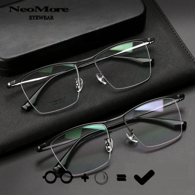

Business Prescription Half Frame Glasses Square Myopia Reading Glasses Progressive Multifocal Glasses for Men Optical Len