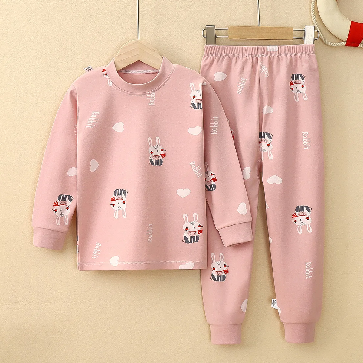 Medium Large Children\'s Spring Autumn Long-sleeved Trousers Set Cotton Thermal Underwear Cute Cartoon Pattern Boys Girls Pajamas