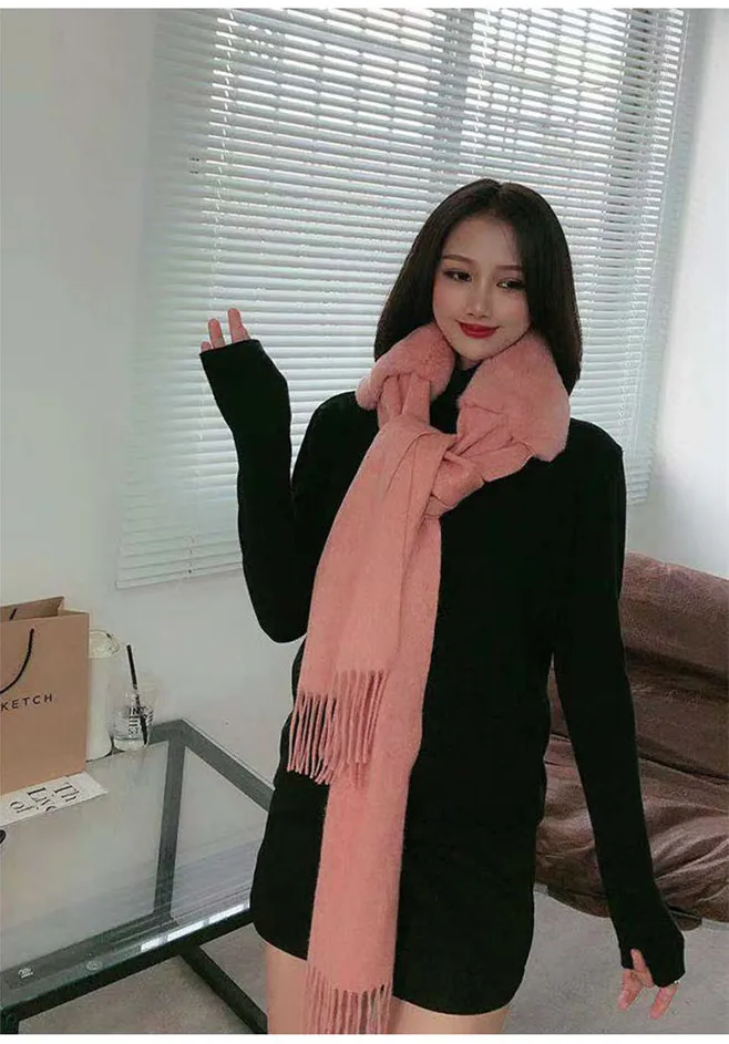 Thick Full Pelt Real Rex Rabbit Fur Cape Shawl Fashion Women Wraps Wool Warm Fall Winter Scarf