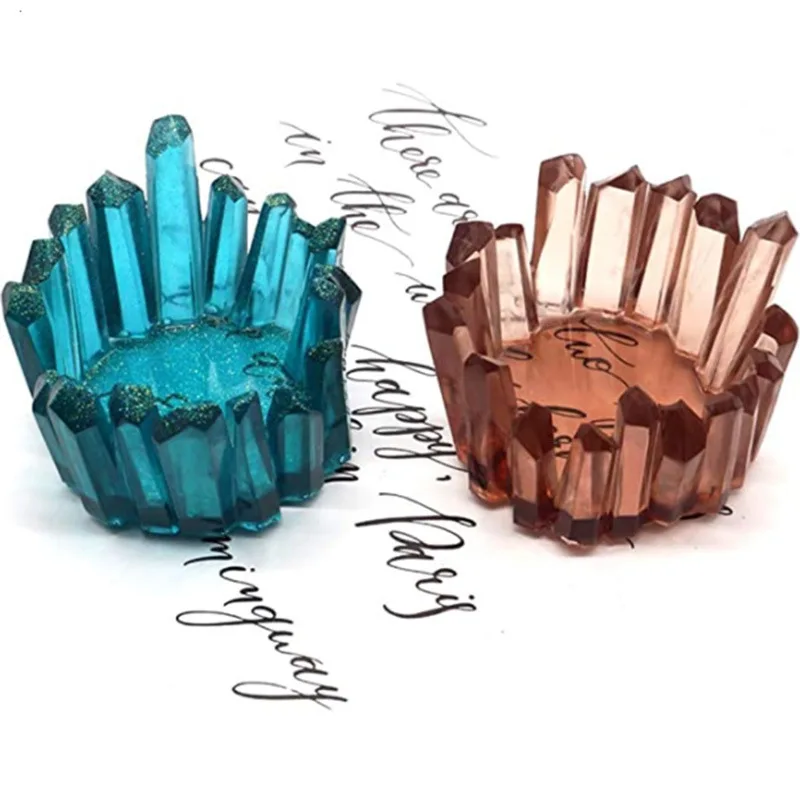 كريستال بالتنقيط الراتنج قالب فيض المنظم مرآة كريستال حجر الشمعدان قوالب السيليكون