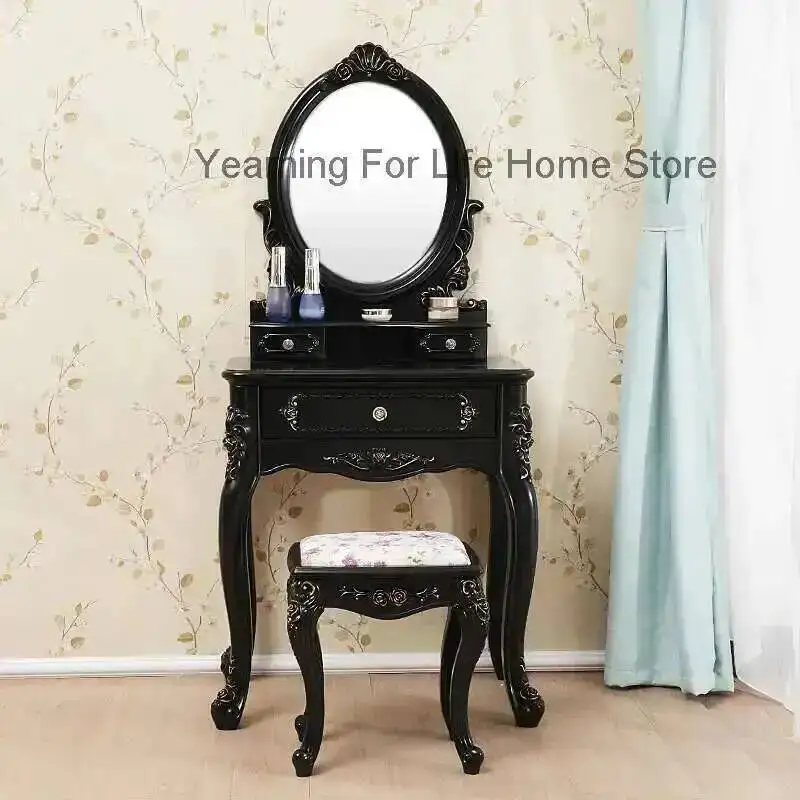 

Black Luxury Dresser Eithe Drawers Girl Box Stool Hotel Living Room Dressing Table Storage Makeup Comoda Pra Quarto Furniture