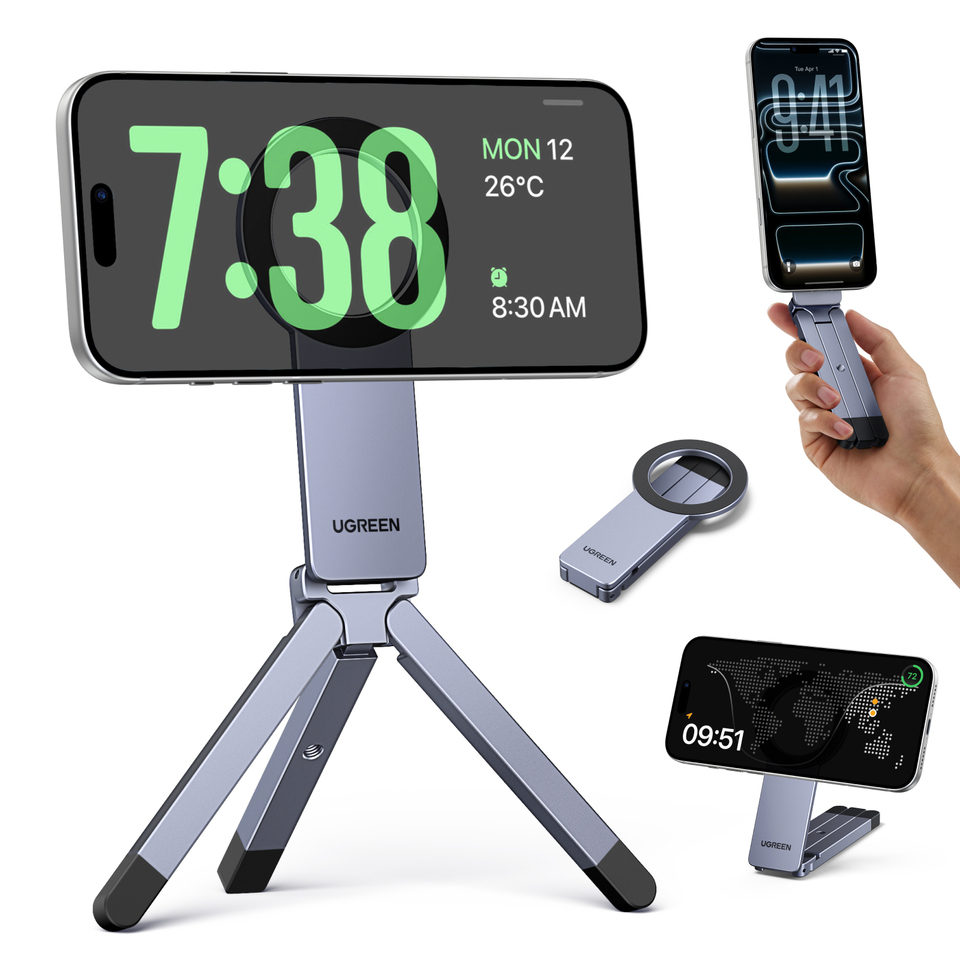  UGREEN Magnetic Phone Tripod For iPhone 17 16 15 Pro Samsung S26 Xiaomi Magsafe Tripod 360° Rotating Travel Phone Holder Stand 