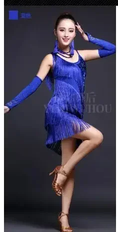

1pcs/lot Elegant Sexy Women Girls Sequin Fringe Tassel dress Ladies Latin Tango Ballroom Salsa dress