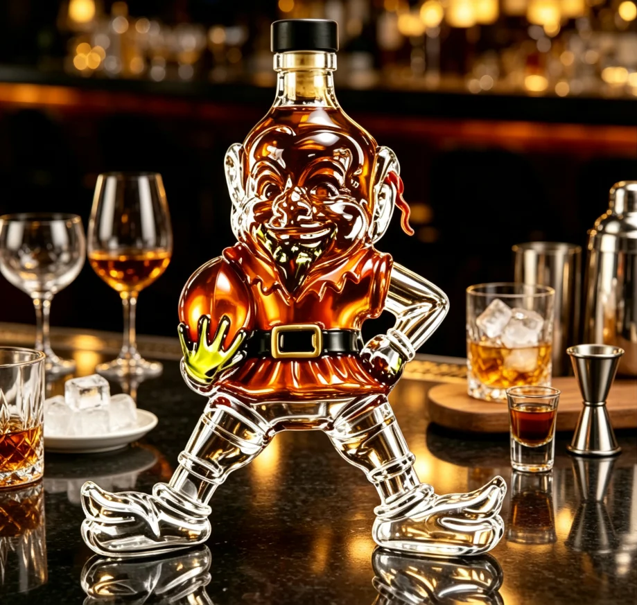 Carafe à whisky en verre borosilicate de 11,8 oz en forme de ballon de football, bouteille de liqueur hermétique, décoration de bar, cadeau de déménagement, pour les fans de sport