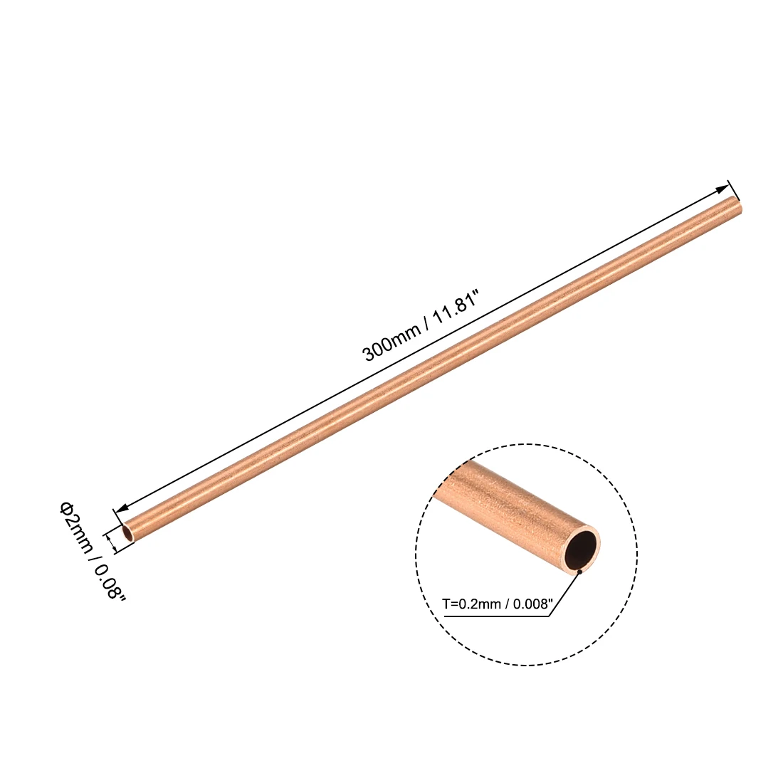 Uxcell-tubo redondo de cobre de 3 piezas, 2mm, 3mm, 4mm, 5mm, 6mm, 7mm, 8mm, 9mm, 10mm OD, 300mm, tubo recto largo utilizado en manualidades DIY