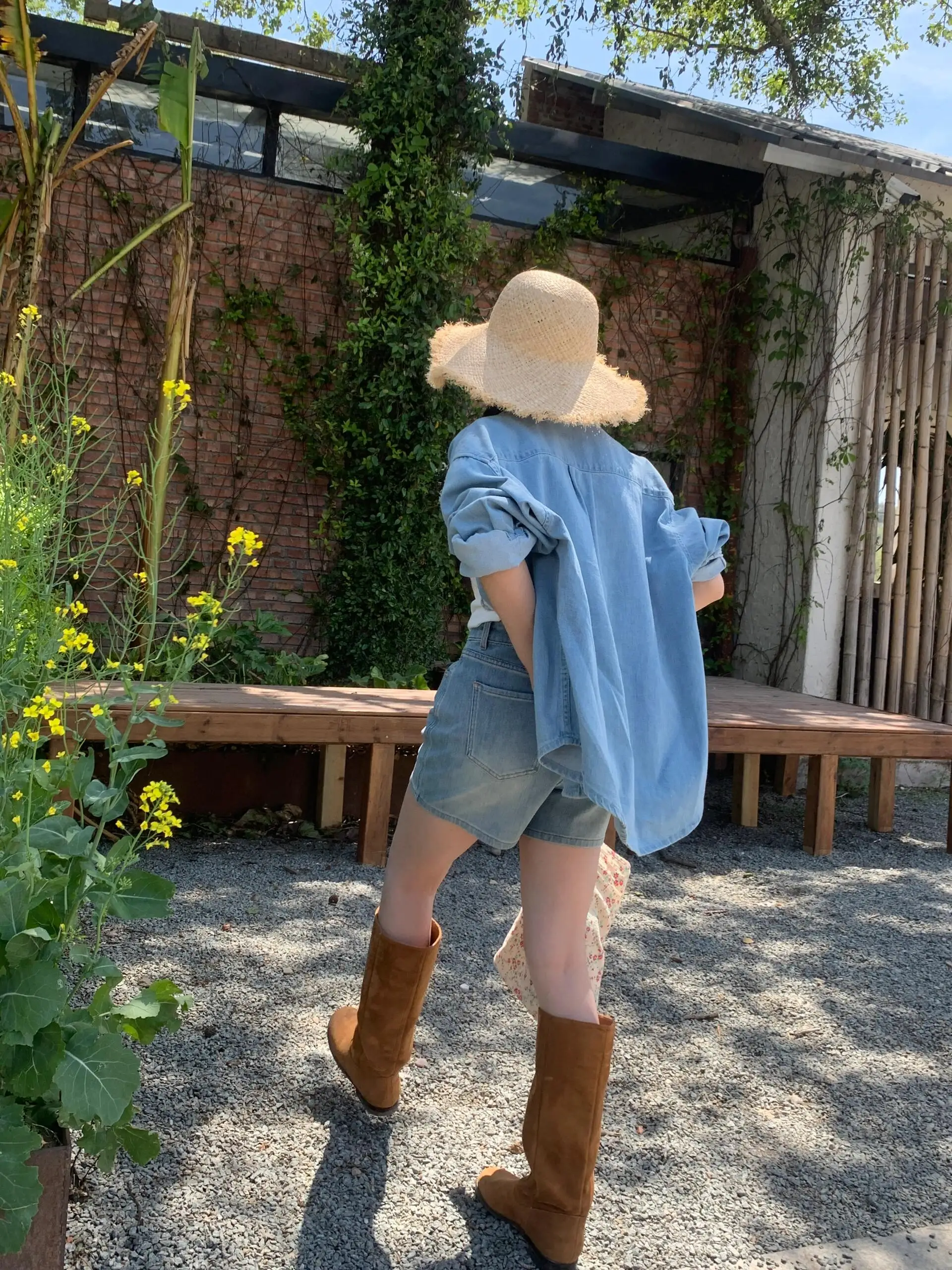 

Genuine Leather Korean Style Western Cowboy Boots Women's over Knee Long Boots Knight Boots Summer Loose Boots round Toe