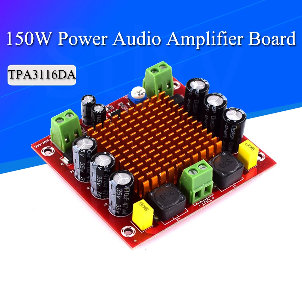 Digital Amplifier Board TPA3116DA TPA3116 150W D2 Mono Channel Digital Power Audio Amplifier Board XH-M544 DC 12V 24V