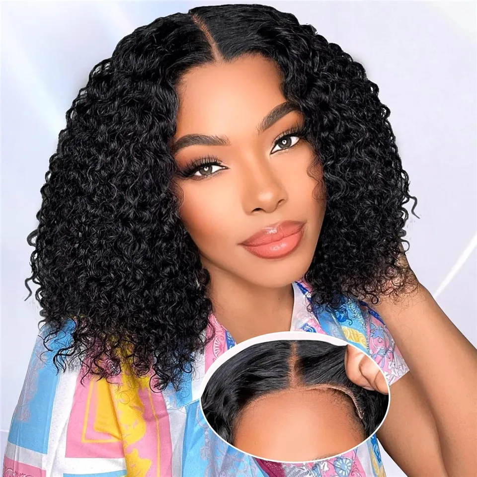 

Pre Cut Lace Wear And Go Curly Human Hair Bob Wigs Density180 Preplucked Brazilian Glueless Curly Bob Wigs For Women Can Be Dyed