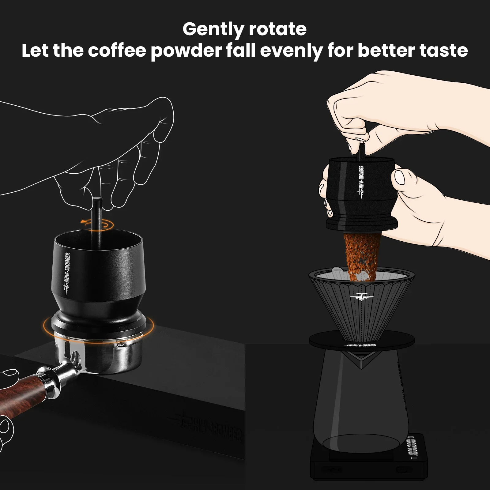 IN Stock MHW-3BOMBER Espresso Powder Receiver Cup Fits 51-54/58mm Portafilters,Dosing Cup for Coffee Powder Distribution Cups