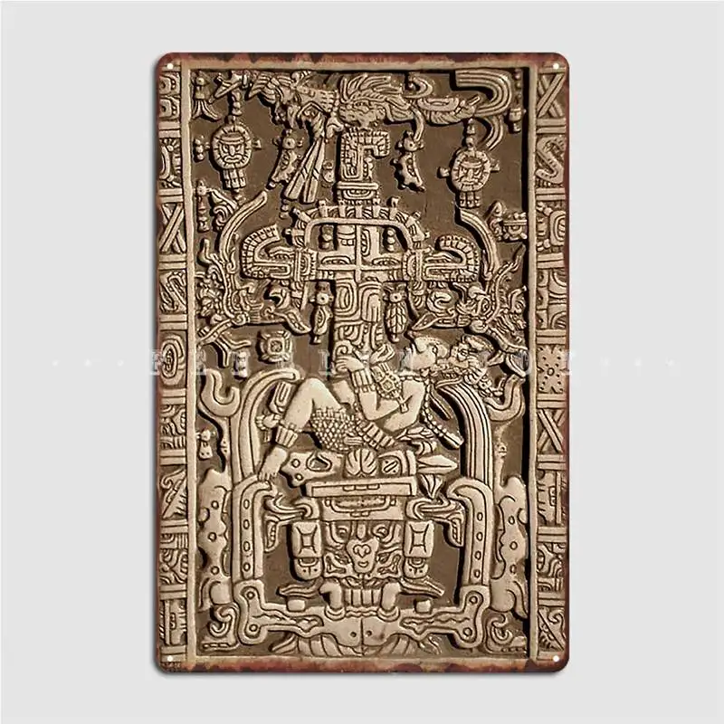 

Ancient Astronaut. Pakal Maya Sarcophagus Lid. Metal Sign Wall Pub Wall Plaques Printing Tin Sign PosterWall Decoration Retro