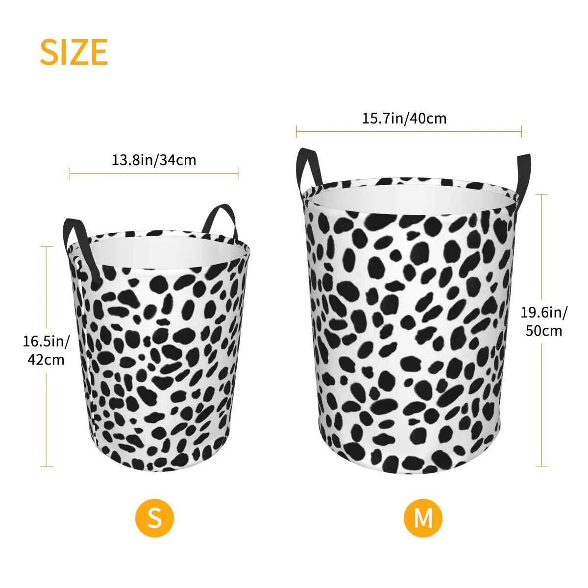 Dalmatian Spots Black And White Print Dog Print Foldable Laundry Baskets Dirty Clothes Home Organizer Large Hamper For Home Kids