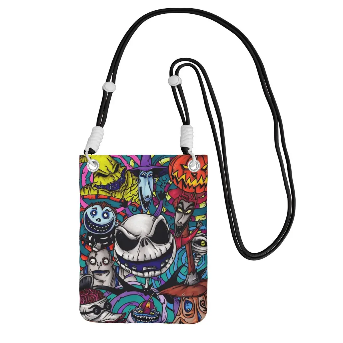 

Custom Jack Skellington Smart Phone Wallet With Strap of Halloween Town Crossbody Bag Women Men Running Mobile Phone Bag