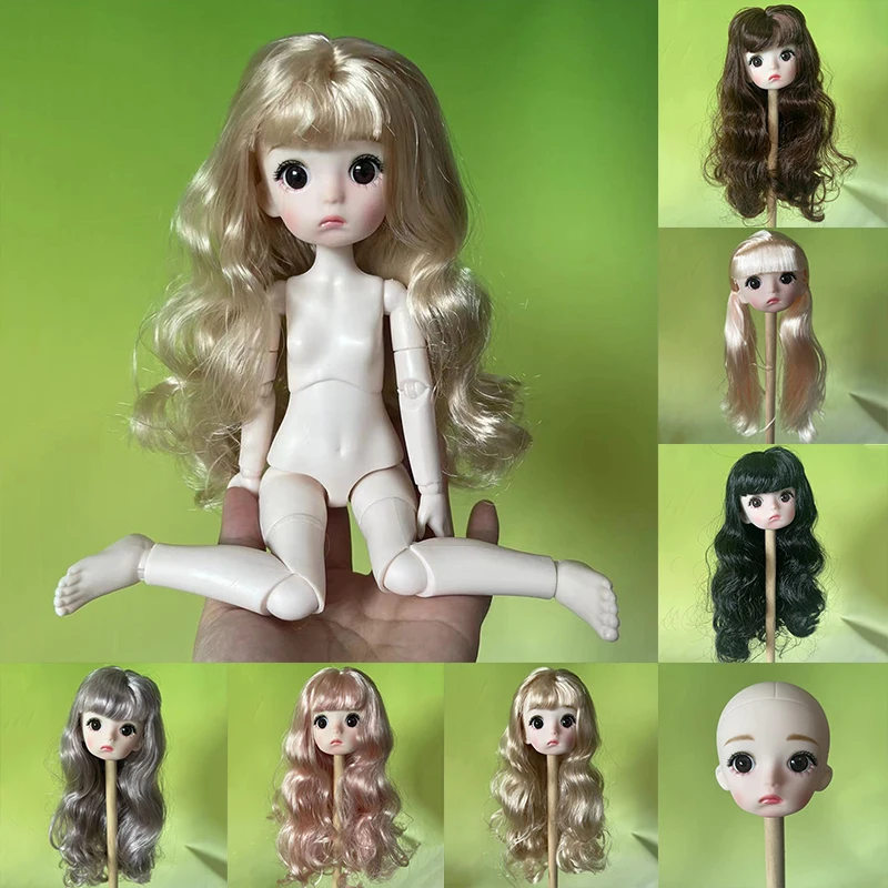 30cm DIY Doll Head or Whole Doll with Hair 1/6 Bjd Doll Joint Moveable Kids Girl Doll Toy Gift