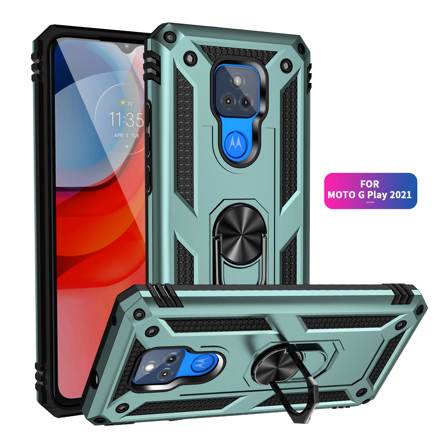 for Moto G Play Case for Phone Moto G Play 2021 Case Shockproof Armor Rugged Military Protective Car Holder Magnetic Cover