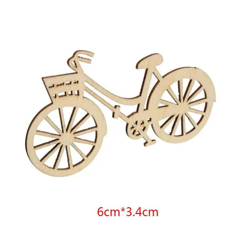 10pcs Wooden Bike Cutout Veneers Slices DIY Crafting Ornament Theme Wedd