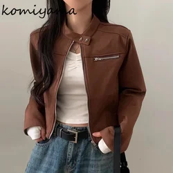 Stand Collar Long Sleeve Outerwears Suede Motorcycle Chaquetas Mujer Women 2024 Jacket Autumn Vintage Ropa Zipper Casaco