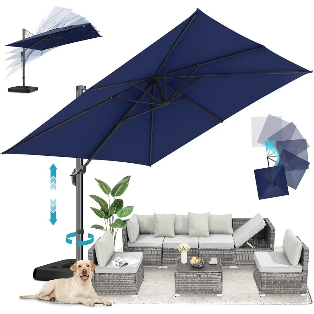 

10x10 Ft Outdoor Umbrella with 360 Rotation and 5 Angles Adjustment, Aluminum Offset Pool Umbrellas Square Outdoor Umbrella