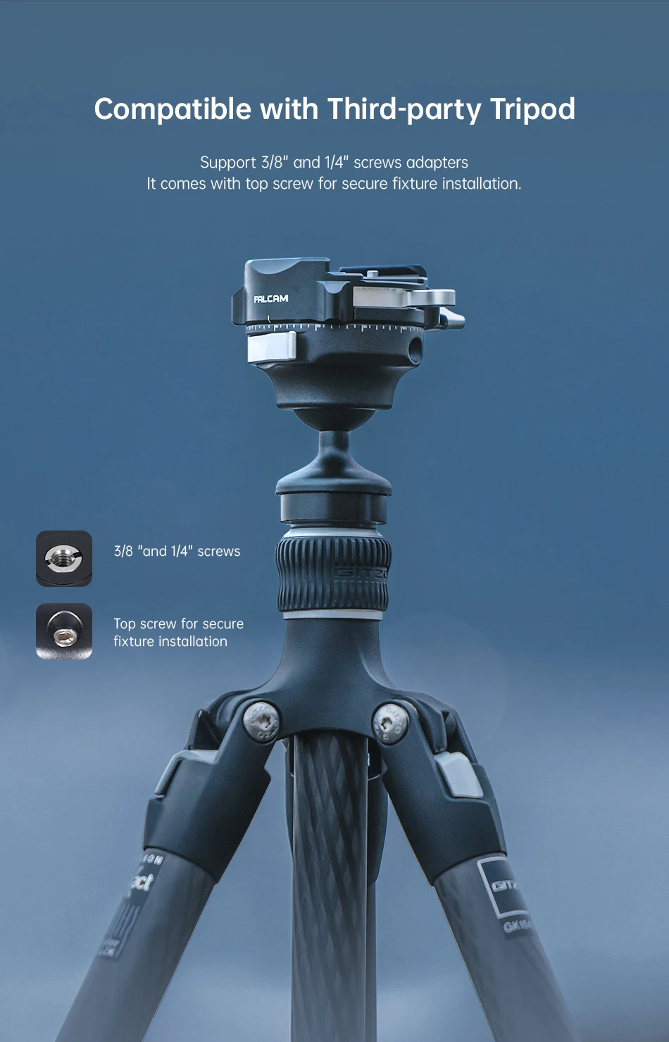 Ulanzi falcam treeroot Mittels äulen modul mit Gewinde oder f38 pro qr Trigger invertierter Kugelkopf für Treeroot Quick Lock Stativ – Detail 10