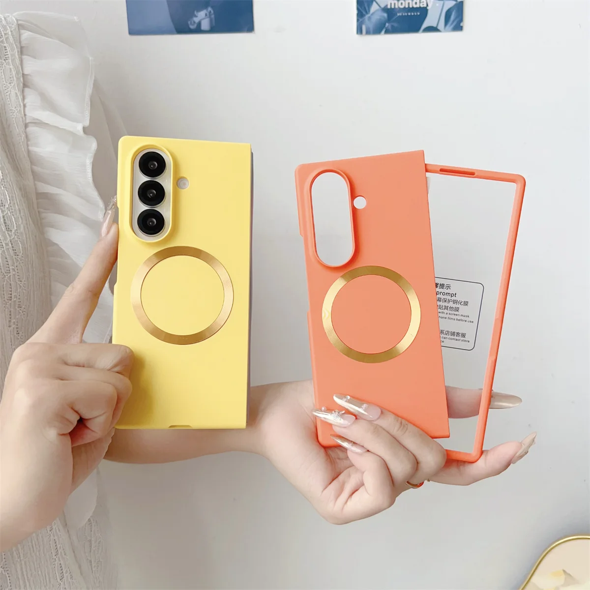 Für Magsafe Magnetische Wireless Charge Handyhülle für Samsung Galaxy Z Fold 7, 6, 5, 4, 3, gehärtetes Glas, Displayschutzfolie