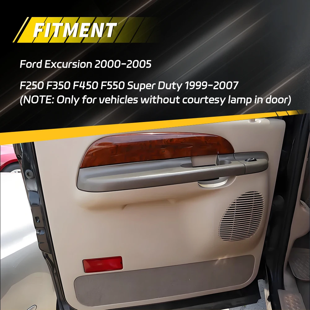 Red Front & Rear Door Panel Light Interior Warning Light Reflector Light Cover For 1999-2007 Ford F250 F350 F450 F550 Excursio